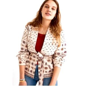 Madewell Jacquard Embroidered Belted Jacket Blazer Cardigan XL